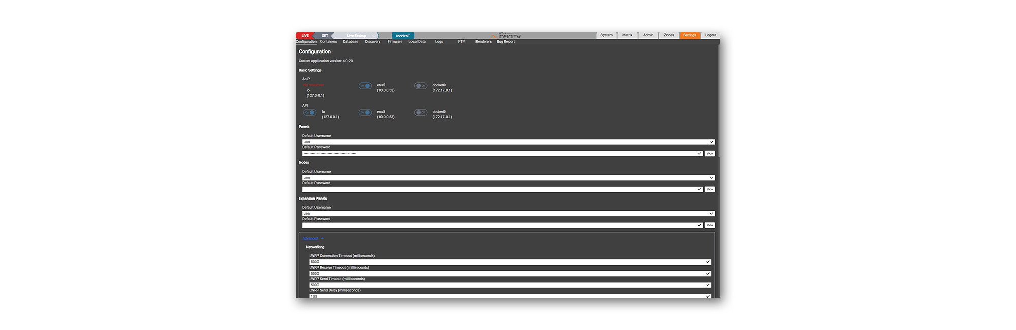Telos Infinity IP Intercom Dashboard Enterprise Software